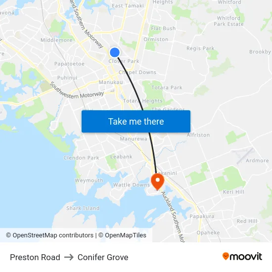 Preston Road to Conifer Grove map