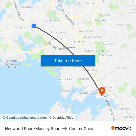 Henwood Road/Massey Road to Conifer Grove map