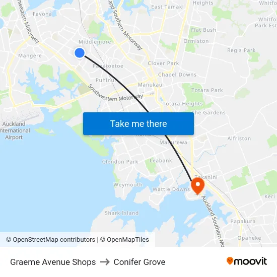 Graeme Avenue Shops to Conifer Grove map