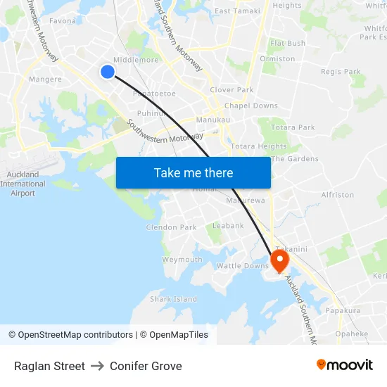 Raglan Street to Conifer Grove map