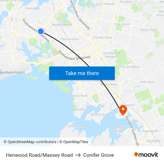 Henwood Road/Massey Road to Conifer Grove map