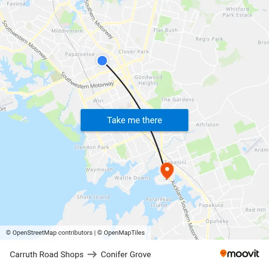 Carruth Road Shops to Conifer Grove map