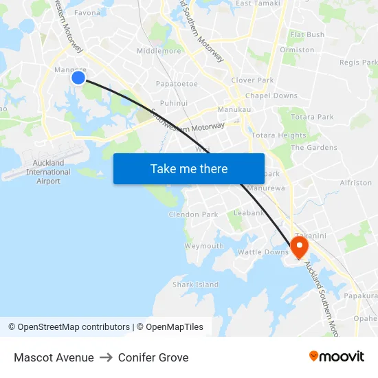 Mascot Avenue to Conifer Grove map