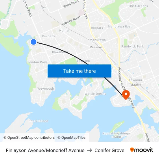 Finlayson Avenue/Moncrieff Avenue to Conifer Grove map