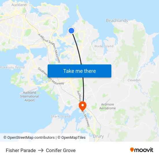 Fisher Parade to Conifer Grove map
