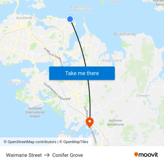 Waimarie Street to Conifer Grove map