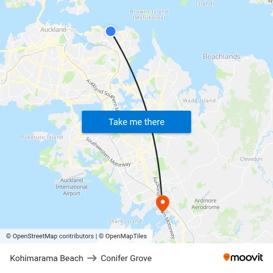 Kohimarama Beach to Conifer Grove map