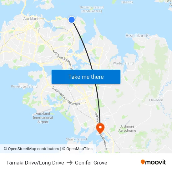 Tamaki Drive/Long Drive to Conifer Grove map