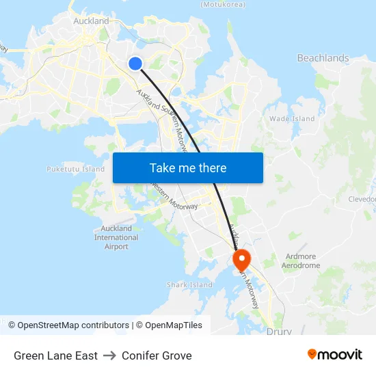 Green Lane East to Conifer Grove map
