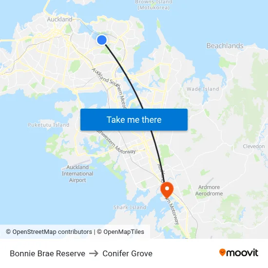 Bonnie Brae Reserve to Conifer Grove map