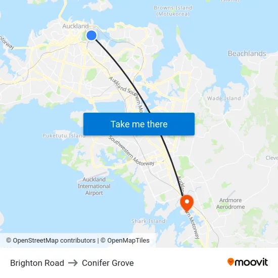 Brighton Road to Conifer Grove map