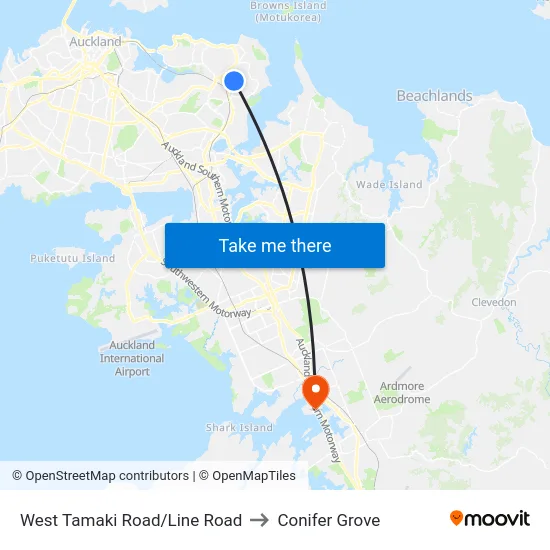 West Tamaki Road/Line Road to Conifer Grove map
