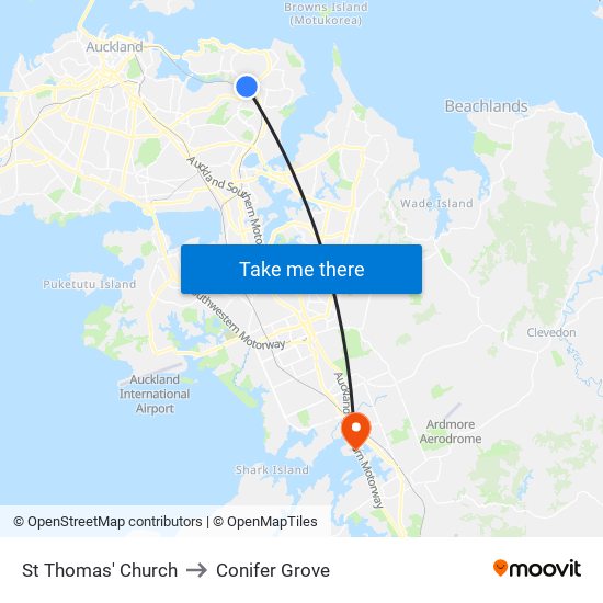 St Thomas' Church to Conifer Grove map