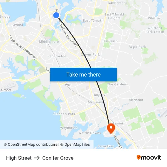 High Street to Conifer Grove map