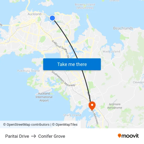 Paritai Drive to Conifer Grove map