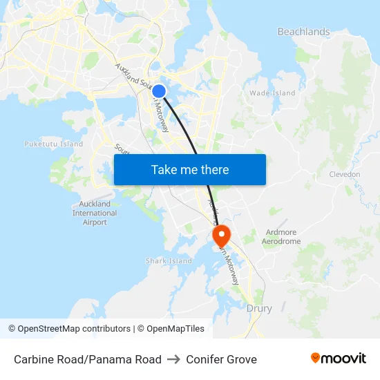 Carbine Road/Panama Road to Conifer Grove map