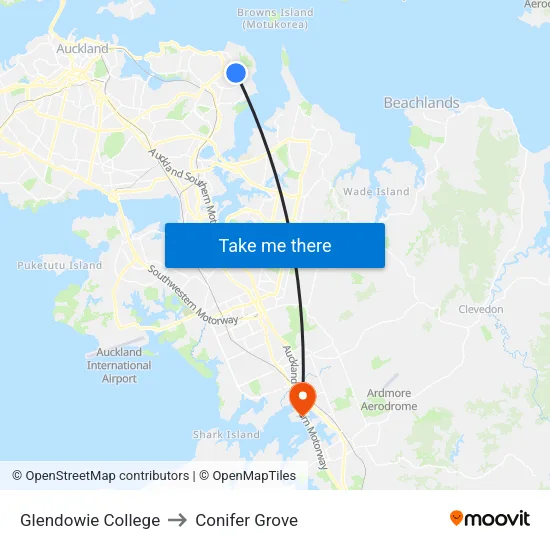 Glendowie College to Conifer Grove map
