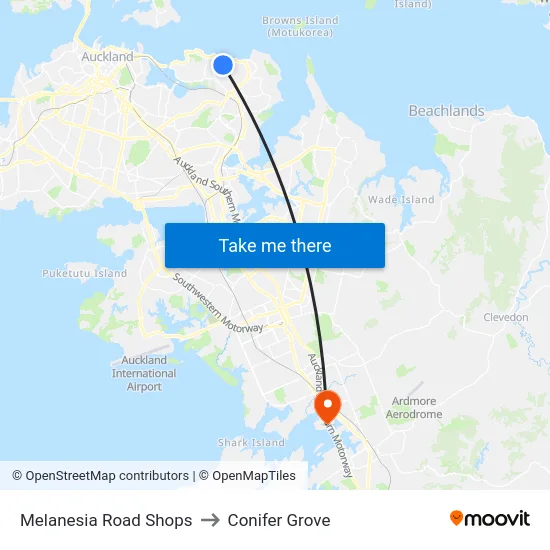 Melanesia Road Shops to Conifer Grove map