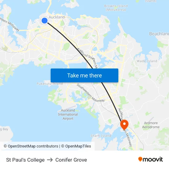 St Paul's College to Conifer Grove map
