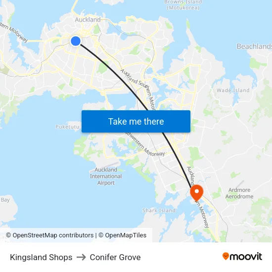 Kingsland Shops to Conifer Grove map
