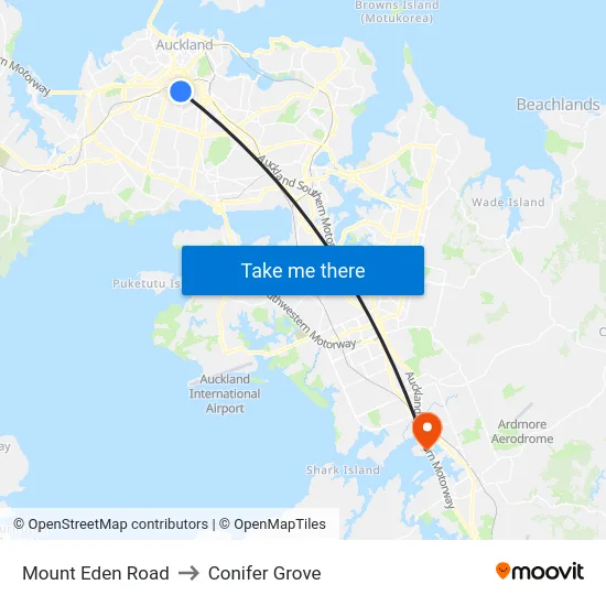 Mount Eden Road to Conifer Grove map