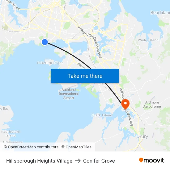 Hillsborough Heights Village to Conifer Grove map