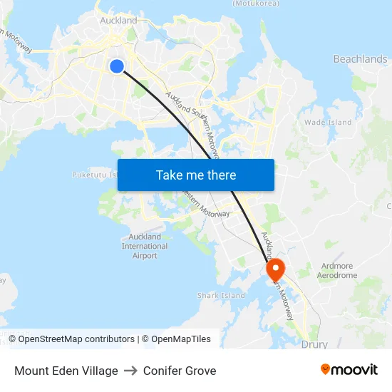 Mount Eden Village to Conifer Grove map