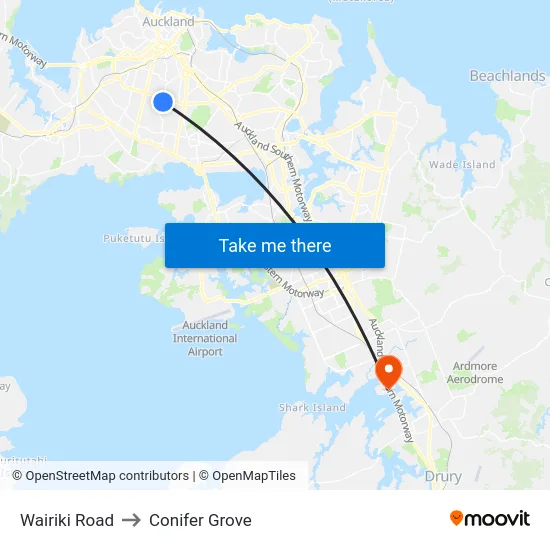 Wairiki Road to Conifer Grove map