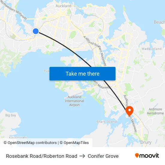 Rosebank Road/Roberton Road to Conifer Grove map