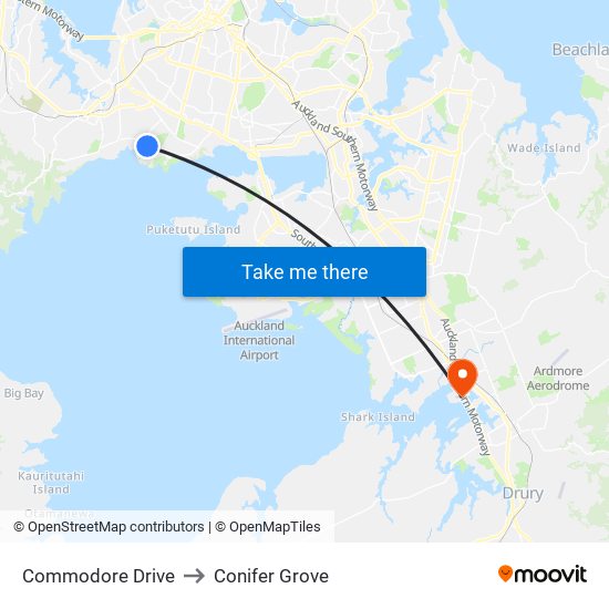 Commodore Drive to Conifer Grove map
