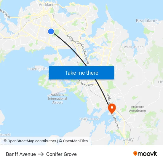 Banff Avenue to Conifer Grove map