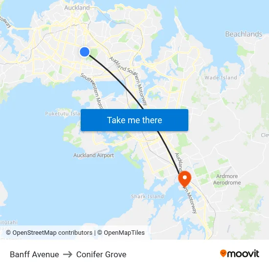 Banff Avenue to Conifer Grove map