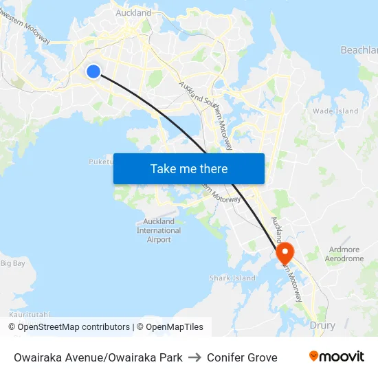 Owairaka Avenue/Owairaka Park to Conifer Grove map