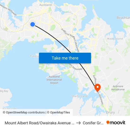 Mount Albert Road/Owairaka Avenue Shops to Conifer Grove map