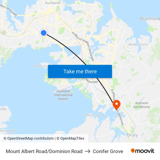 Mount Albert Road/Dominion Road to Conifer Grove map