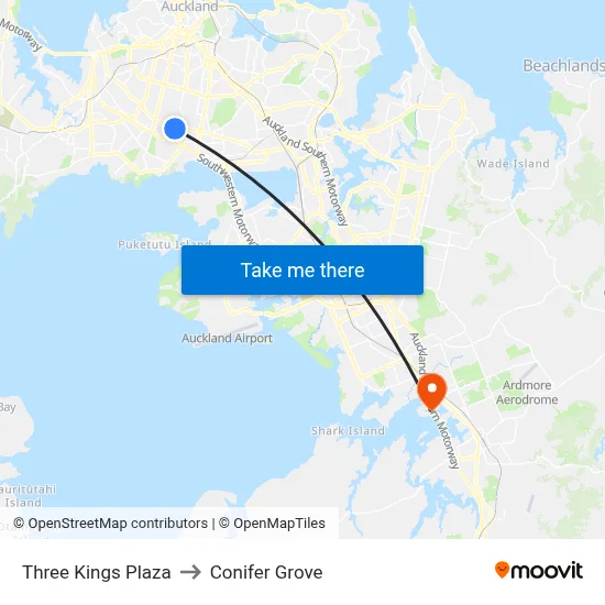 Three Kings Plaza to Conifer Grove map