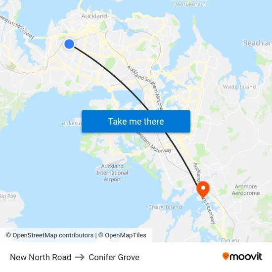 New North Road to Conifer Grove map