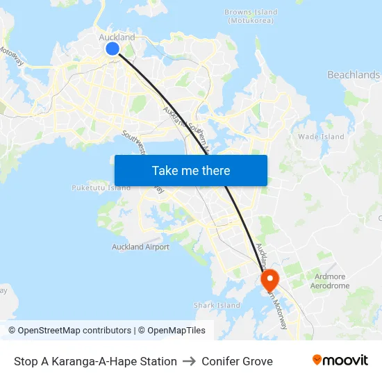 Stop A Karanga-A-Hape Station to Conifer Grove map