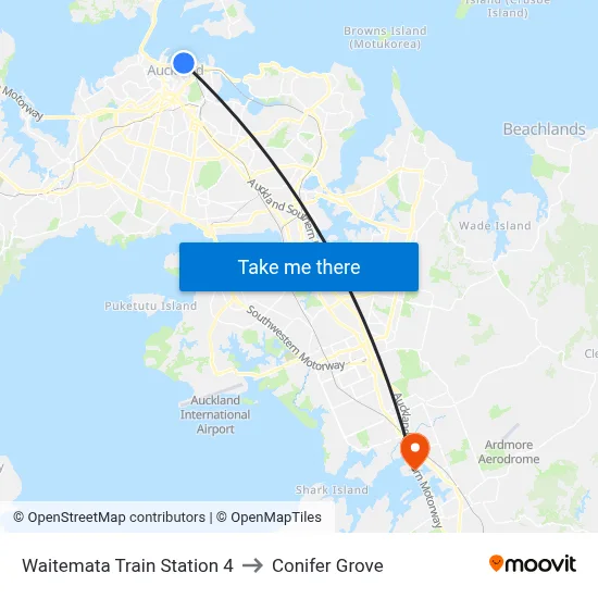 Waitemata Train Station 4 to Conifer Grove map