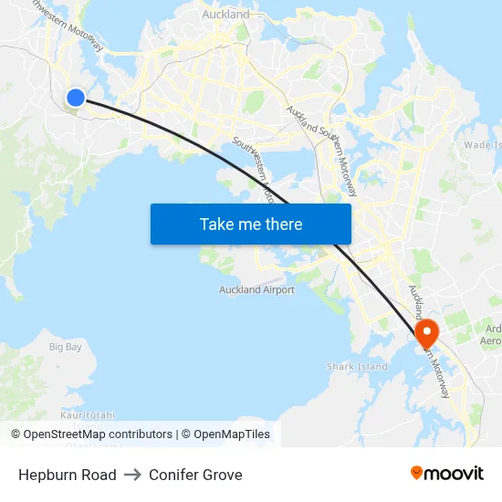 Hepburn Road to Conifer Grove map