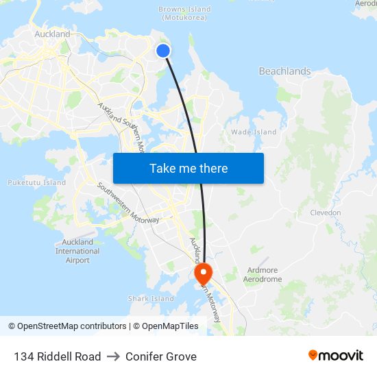 134 Riddell Road to Conifer Grove map