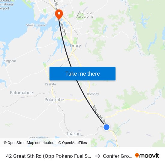 42 Great Sth Rd (Opp Pokeno Fuel Stop) to Conifer Grove map