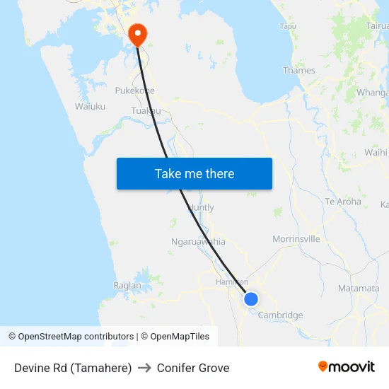 Devine Rd, Tamahere to Conifer Grove map