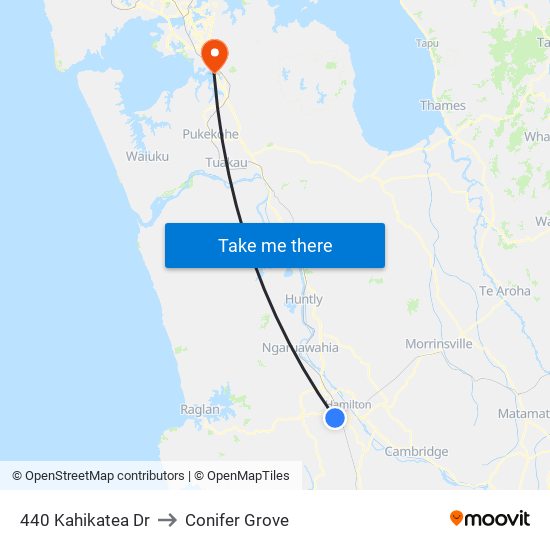 440 Kahikatea Dr to Conifer Grove map