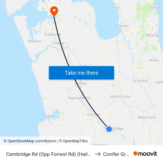 Cambridge Rd, Cambridge (Opp Red Cherry Cafe) (Hail2ride) to Conifer Grove map