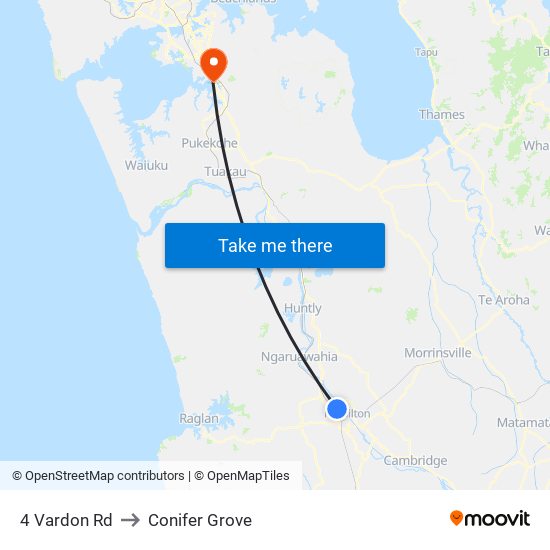 4 Vardon Rd to Conifer Grove map