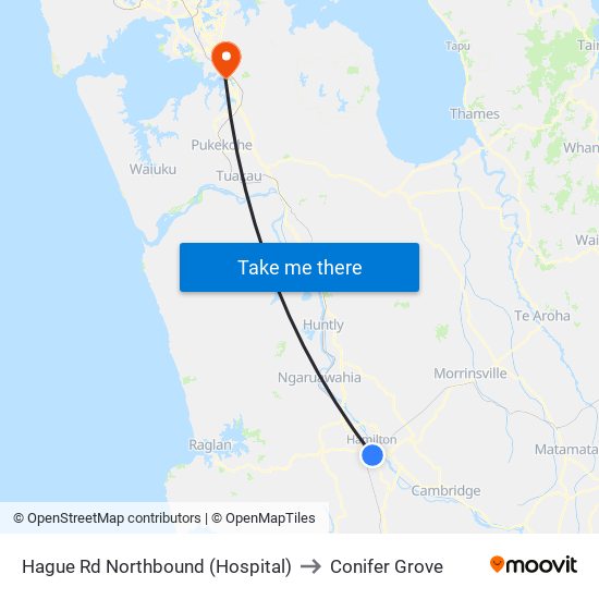 Hague Rd Northbound (Hospital) to Conifer Grove map