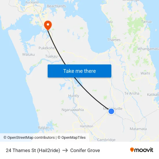 24 Thames St, Morrinsville (Hail2ride) to Conifer Grove map