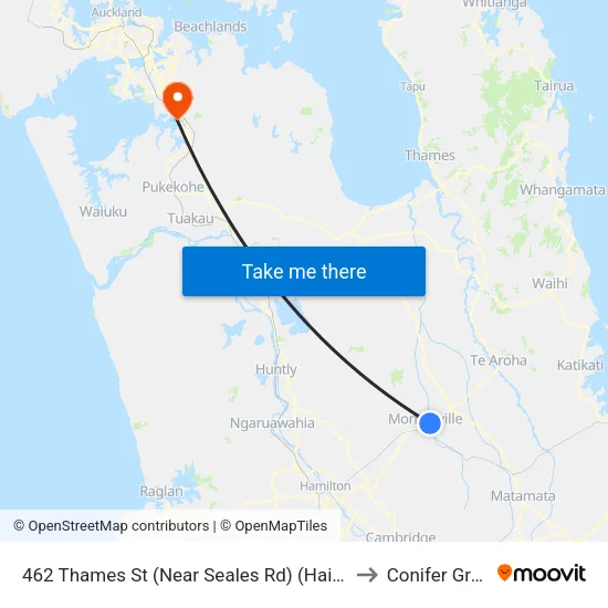 462 Thames St, Morrinsville (Near Seales Rd) (Hail2ride) to Conifer Grove map