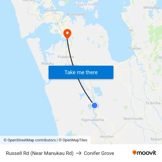 Russell Rd, Huntly (Near Manukau Rd) to Conifer Grove map